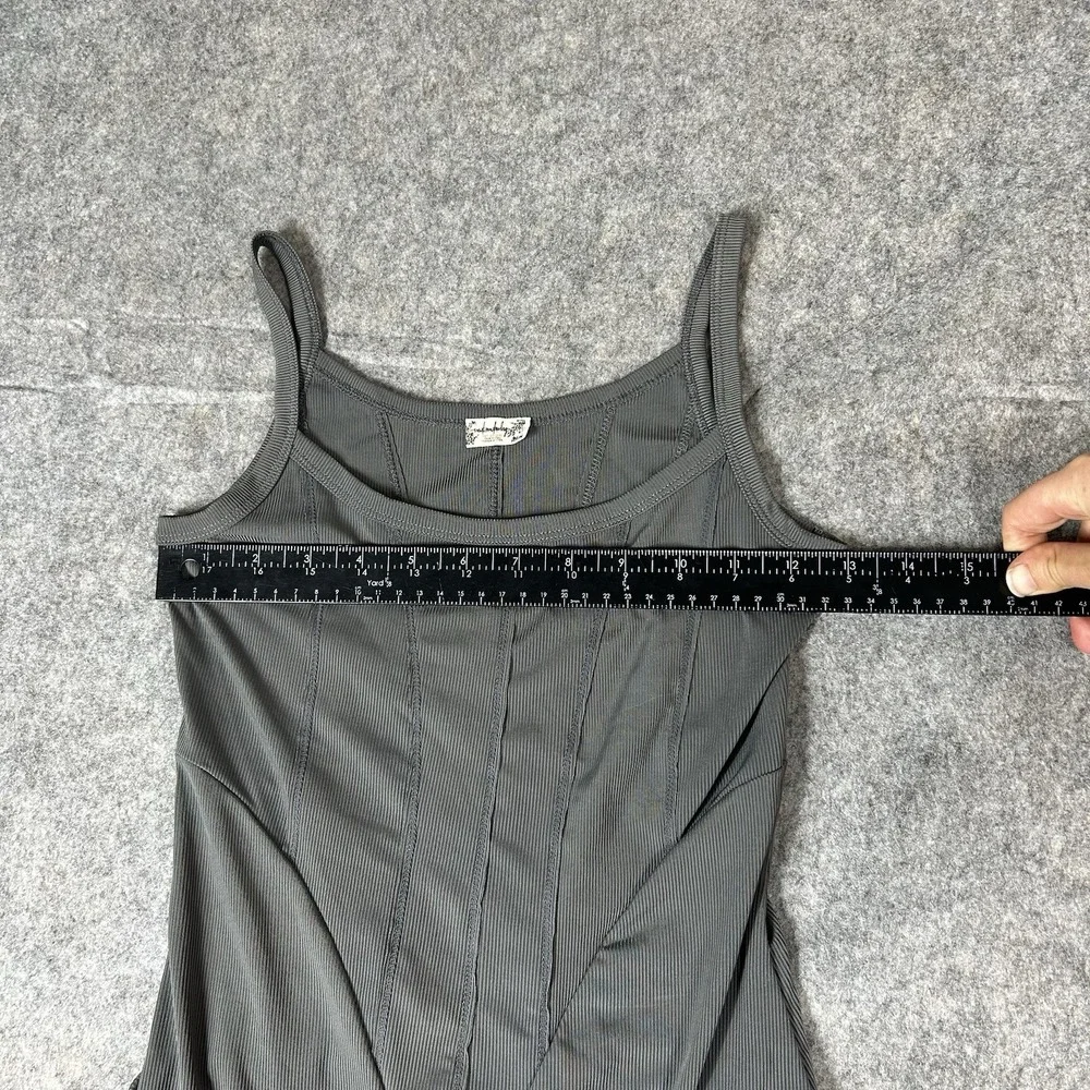 Intimately Free People The Last Rose Bodysuit Women's Small Gray Ribbed Thong